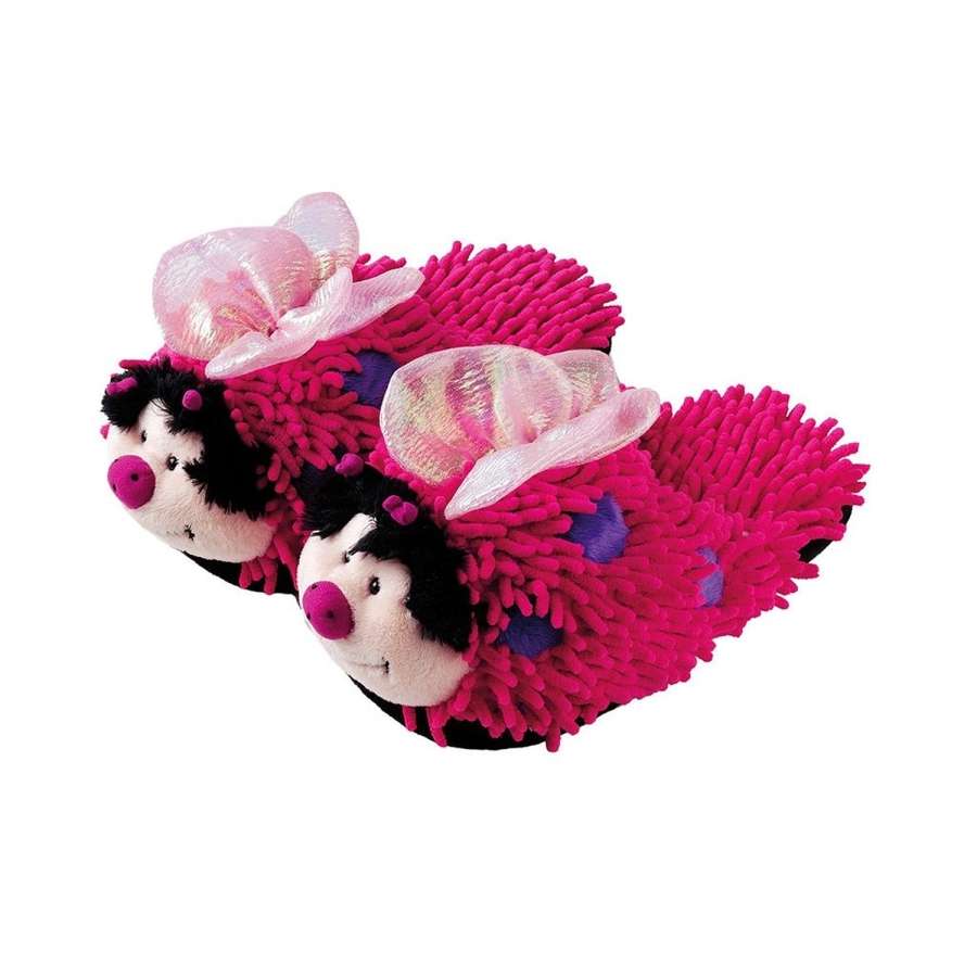 Kids Fuzzy Friends Slippers - Pink Butterfly - new