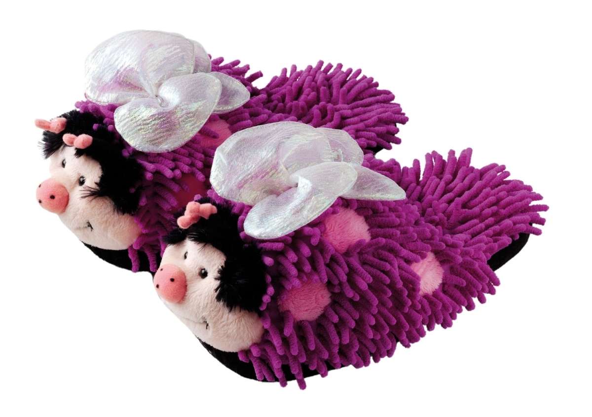 Kids Fuzzy Friends Slippers - Purple Butterfly - new