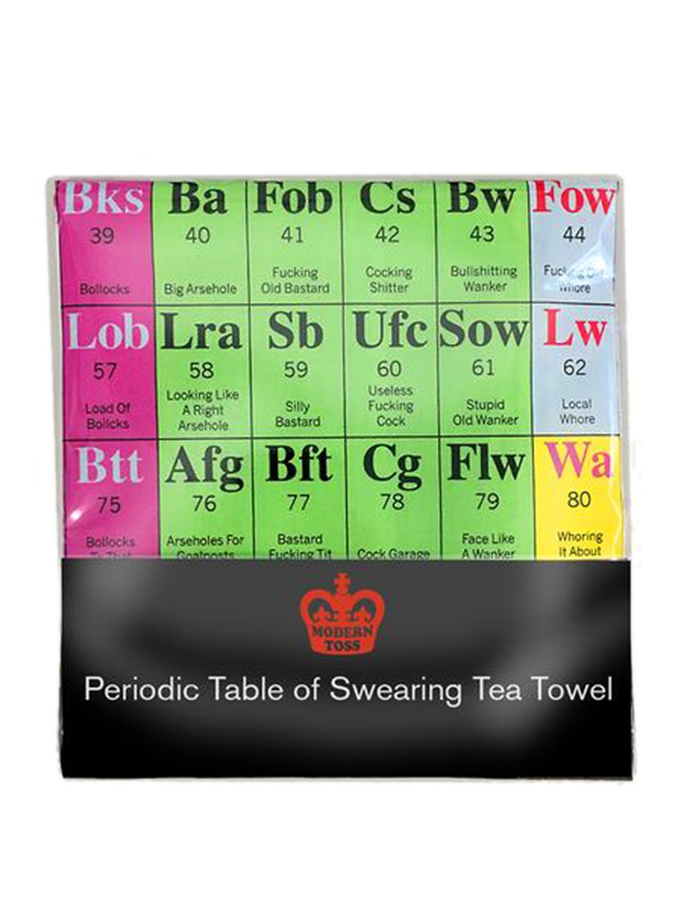 Periodic Table of Swearing Tea Towel - new