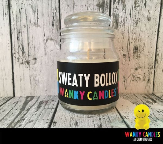 Rude Novelty Wanky Candles - Sweaty Bollox - new