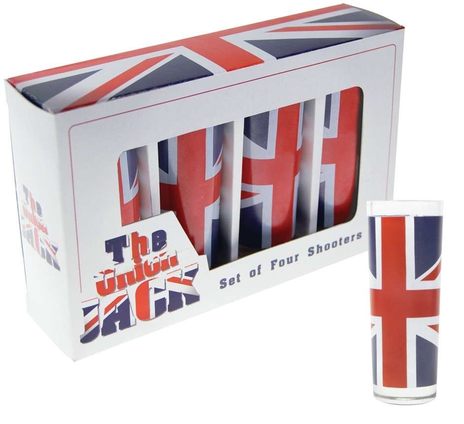 Union Jack Shot Glasses - 4 Pack - new