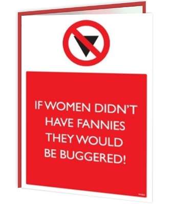 Warning Cards - No Fannies - new