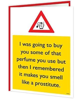 Warning Cards - Smell Like A Prostitute - new