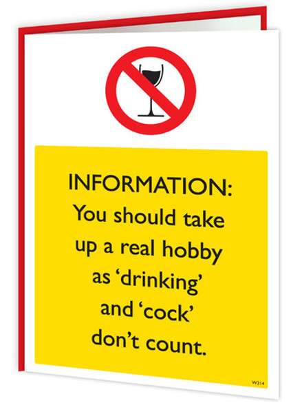 Warning Cards - Take Up A Real Hobby - new